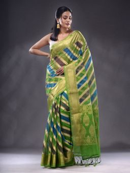 CHARUKRITI - Multicolor Organza Handwoven Saree With Unstitched Blouse